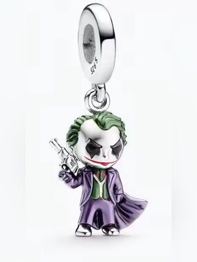 Silver, Purple & Green Joker Dangle Charm
